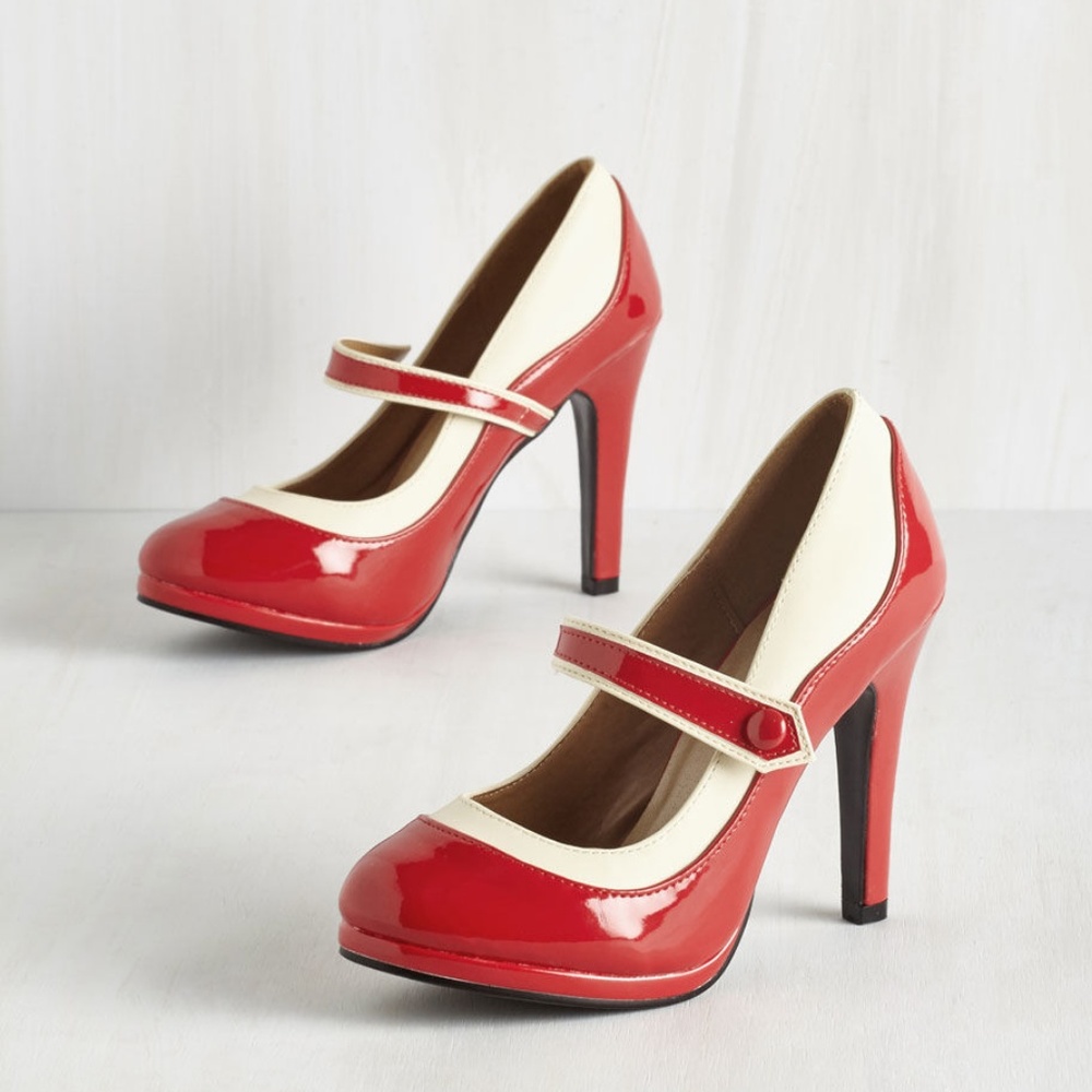 Mod Cloth Mary Jane Classy Indeed Heel in Cherry